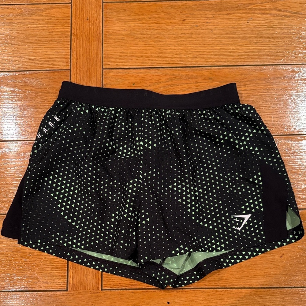 Gymshark Black and Green Men's Shorts